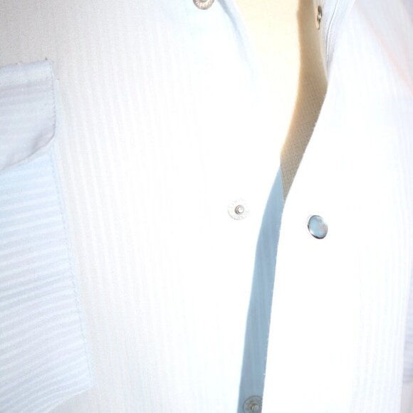 Panhandle Slim Shirt Mens 17-36 Blue Pinstripe Western Pearl Snap Made USA - Picture 15 of 16